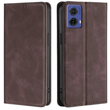 For Motorola Moto G85 5G / S50 Neo 5G Wallet Case PU Leather Magnetic Closing Phone Cover - Dark Brown