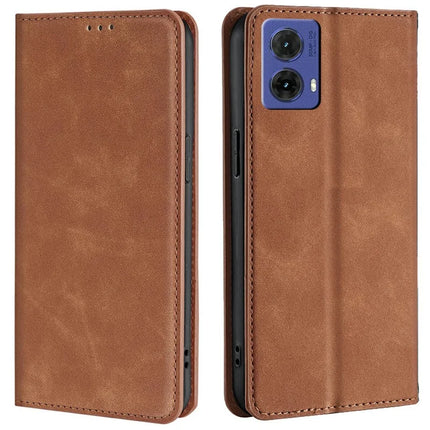 For Motorola Moto G85 5G / S50 Neo 5G Wallet Case PU Leather Magnetic Closing Phone Cover - Light Brown