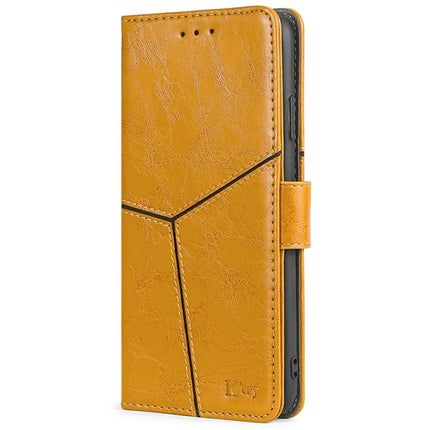 For Motorola Moto G85 5G / S50 Neo 5G Case Geometric Splicing PU Leather Phone Cover