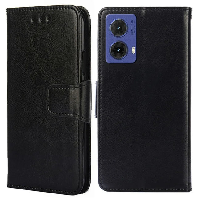 For Motorola Moto G85 5G / S50 Neo 5G Case Wallet PU Leather + TPU Folding Stand Phone Cover - Black