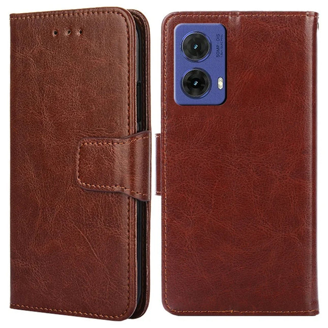 For Motorola Moto G85 5G / S50 Neo 5G Case Wallet PU Leather + TPU Folding Stand Phone Cover - Brown