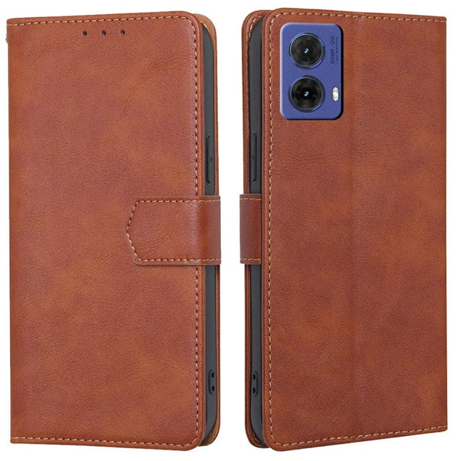 For Motorola Moto G85 5G / S50 Neo 5G Case Leather Phone Cover with RFID Blocking Wallet - Brown