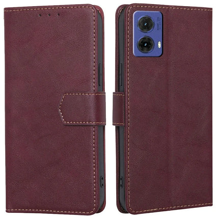 For Motorola Moto G85 5G / S50 Neo 5G Case Leather Phone Cover with RFID Blocking Wallet - Wine Red