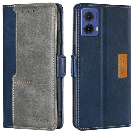 For Motorola Moto G85 5G / S50 Neo 5G Case Contrast Color Wallet Leather Phone Cover - Blue+Grey