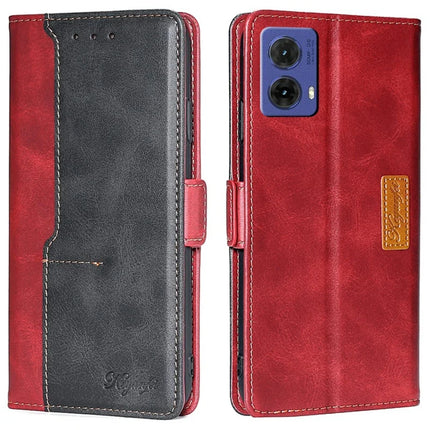 For Motorola Moto G85 5G / S50 Neo 5G Case Contrast Color Wallet Leather Phone Cover - Black+Red
