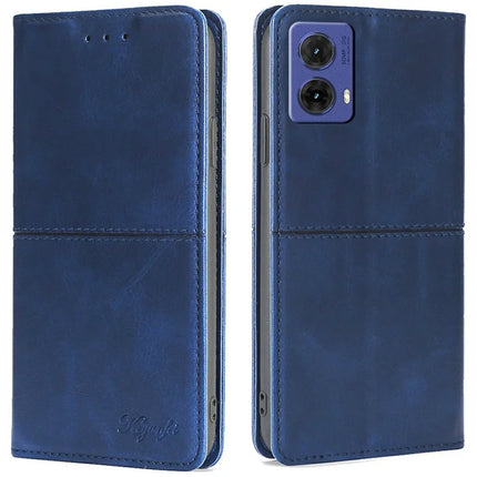 For Motorola Moto G85 5G / S50 Neo 5G Case Card Slots Cowhide Texture Phone Leather Cover - Blue