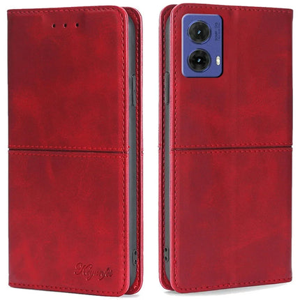 For Motorola Moto G85 5G / S50 Neo 5G Case Card Slots Cowhide Texture Phone Leather Cover - Red
