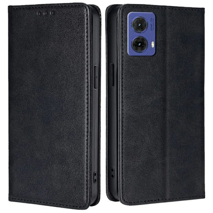 For Motorola Moto G85 5G / S50 Neo 5G Case PU Leather Calf Texture Phone Wallet Cover - Black