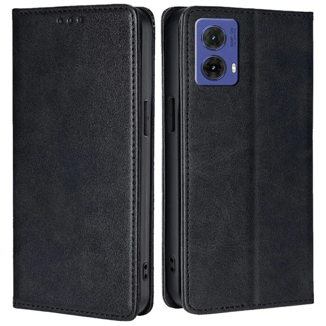 For Motorola Moto G85 5G / S50 Neo 5G Case PU Leather Calf Texture Phone Wallet Cover - Black