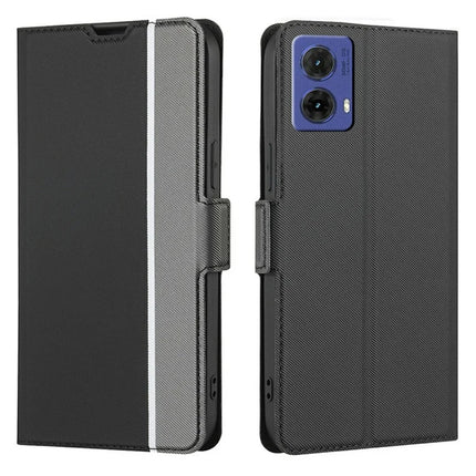 For Motorola Moto G85 5G / S50 Neo 5G Case Card Holder Twill Texture Leather Phone Cover - Black