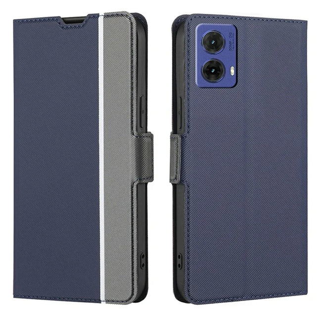 For Motorola Moto G85 5G / S50 Neo 5G Case Card Holder Twill Texture Leather Phone Cover - Blue