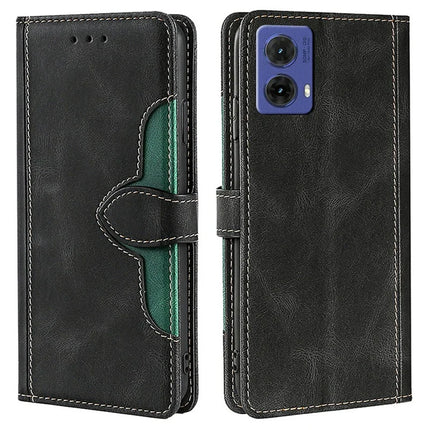 For Motorola Moto G85 5G / S50 Neo 5G Case Leather Wallet Phone Cover with Straw Hat Magnetic Clasp - Black