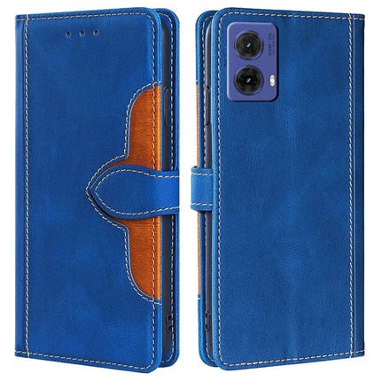 For Motorola Moto G85 5G / S50 Neo 5G Case Leather Wallet Phone Cover with Straw Hat Magnetic Clasp - Blue