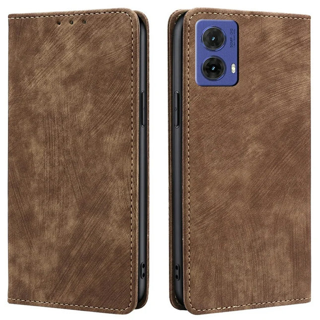 For Motorola Moto G85 5G / S50 Neo 5G Case RFID Blocking Wallet Leather Phone Cover - Brown