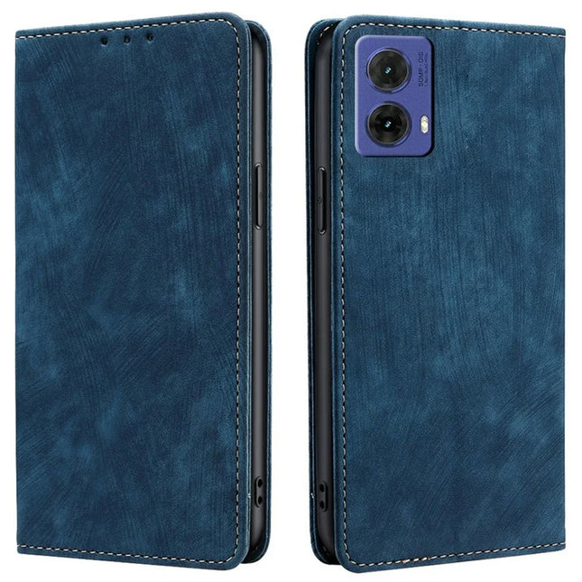 For Motorola Moto G85 5G / S50 Neo 5G Case RFID Blocking Wallet Leather Phone Cover - Blue