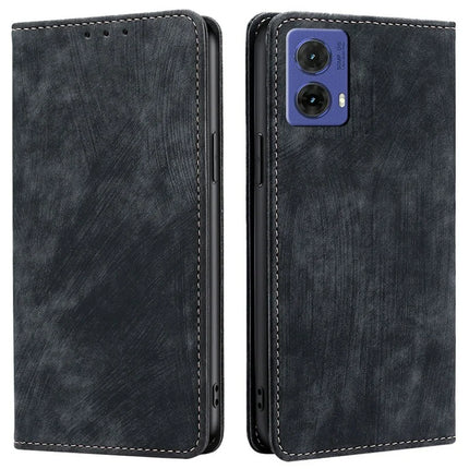 For Motorola Moto G85 5G / S50 Neo 5G Case RFID Blocking Wallet Leather Phone Cover - Black