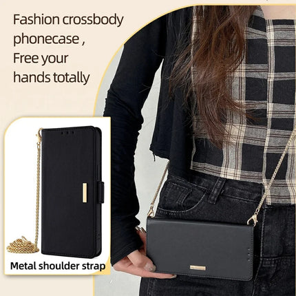 For Motorola Moto G85 5G / S50 Neo 5G Case PU Leather Wallet Stand Phone Cover with Crossbody Shoulder Strap