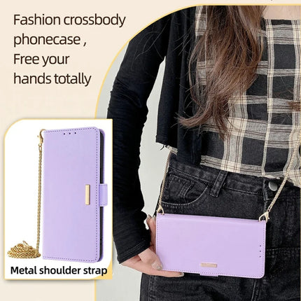 For Motorola Moto G85 5G / S50 Neo 5G Case PU Leather Wallet Stand Phone Cover with Crossbody Shoulder Strap