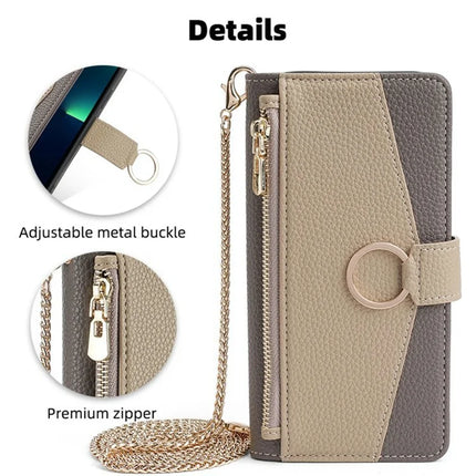 For Motorola Moto G85 5G / S50 Neo 5G Case Mirror Wallet Leather Phone Cover with Chain Shoulder Strap