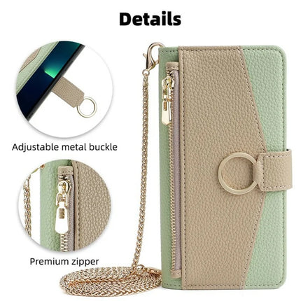 For Motorola Moto G85 5G / S50 Neo 5G Case Mirror Wallet Leather Phone Cover with Chain Shoulder Strap