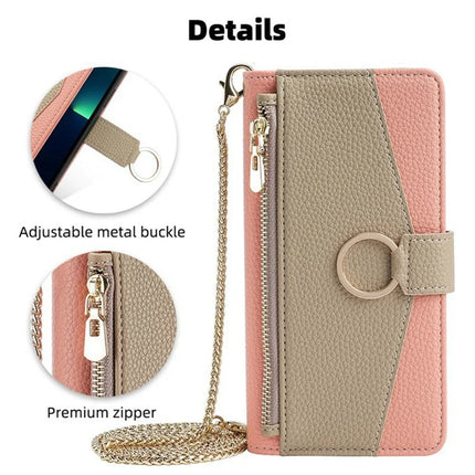 For Motorola Moto G85 5G / S50 Neo 5G Case Mirror Wallet Leather Phone Cover with Chain Shoulder Strap