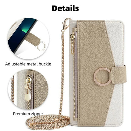 For Motorola Moto G85 5G / S50 Neo 5G Case Mirror Wallet Leather Phone Cover with Chain Shoulder Strap