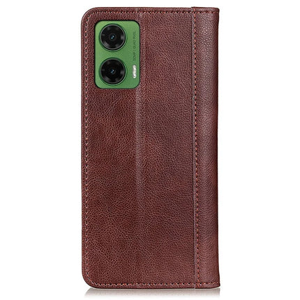 For Motorola Moto G35 5G Stand Case Split Leather Litchi Texture Wallet Phone Cover