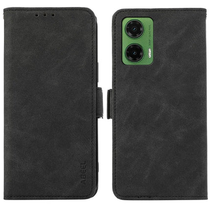 ABEEL For Motorola Moto G35 5G Case PU Leather Folio Stand View RFID Blocking Phone Cover - Black