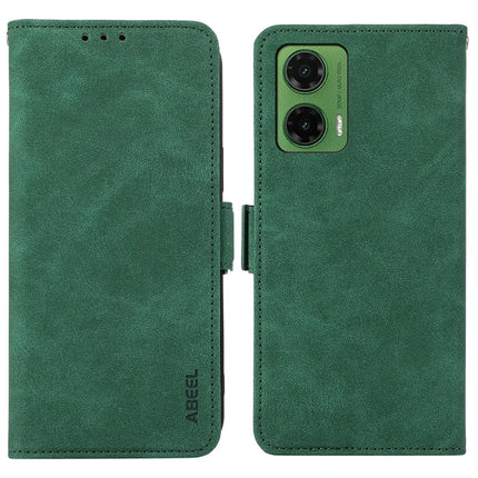 ABEEL For Motorola Moto G35 5G Case PU Leather Folio Stand View RFID Blocking Phone Cover - Green