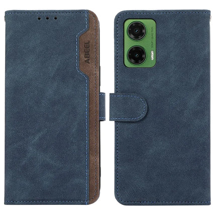 ABEEL For Motorola Moto G35 5G Case Color Splicing Leather Flip Phone Cover RFID Blocking - Blue