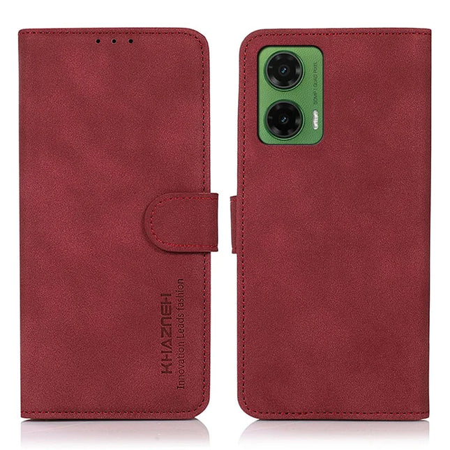 KHAZNEH For Motorola Moto G35 5G Stand Case PU Leather Wallet Phone Cover - Red