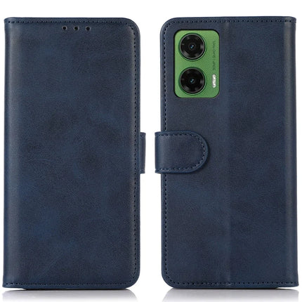 For Motorola Moto G35 5G Case Cowhide Texture Leather Wallet Phone Cover with Stand - Blue