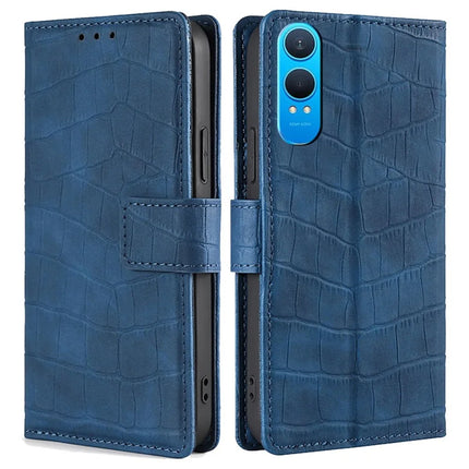 For OnePlus Nord CE4 Lite 5G / Oppo K12x 5G (China) Case Crocodile Texture PU Leather Phone Cover - Blue