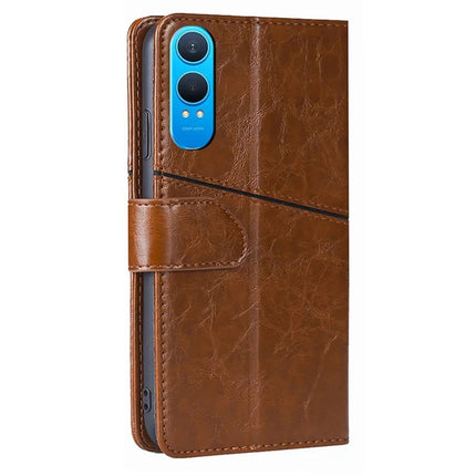 For OnePlus Nord CE4 Lite 5G / Oppo K12x 5G (China) Case Geometric Splicing PU Leather Phone Cover