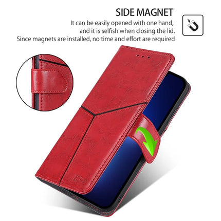 For OnePlus Nord CE4 Lite 5G / Oppo K12x 5G (China) Case Geometric Splicing PU Leather Phone Cover
