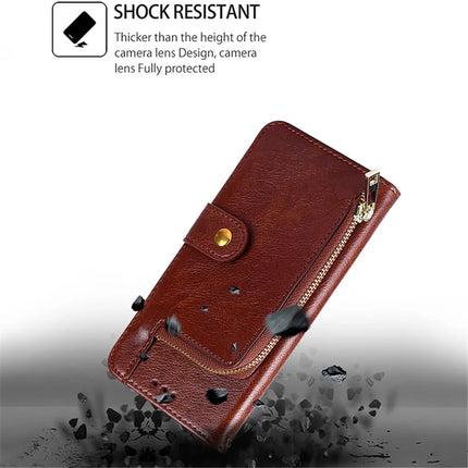 For OnePlus Nord CE4 Lite 5G / Oppo K12x 5G (China) Case Zipper Pocket PU Leather Wallet Flip Phone Cover