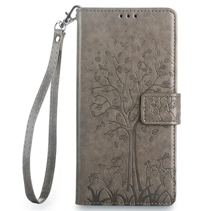 For OnePlus Nord CE4 Lite 5G / Oppo K12x 5G (China) Case PU Leather Wallet Phone Cover Tree Deer Imprinted