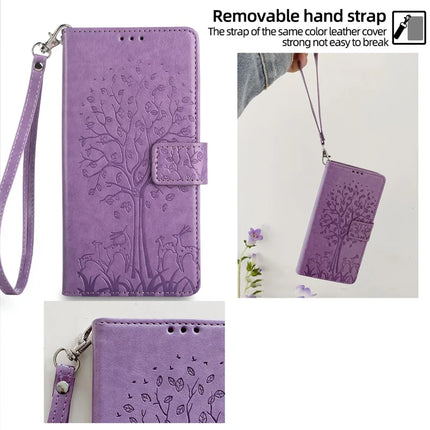 For OnePlus Nord CE4 Lite 5G / Oppo K12x 5G (China) Case PU Leather Wallet Phone Cover Tree Deer Imprinted