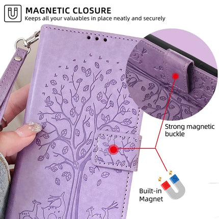 For OnePlus Nord CE4 Lite 5G / Oppo K12x 5G (China) Case PU Leather Wallet Phone Cover Tree Deer Imprinted
