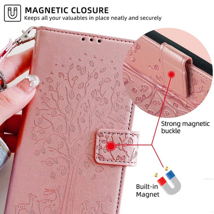 For OnePlus Nord CE4 Lite 5G / Oppo K12x 5G (China) Case PU Leather Wallet Phone Cover Tree Deer Imprinted