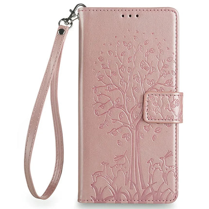 For OnePlus Nord CE4 Lite 5G / Oppo K12x 5G (China) Case PU Leather Wallet Phone Cover Tree Deer Imprinted