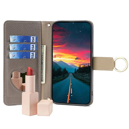 For OnePlus Nord CE4 Lite 5G / Oppo K12x 5G (China) Case Mirror Wallet Leather Phone Cover with Chain Shoulder Strap