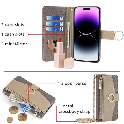 For OnePlus Nord CE4 Lite 5G / Oppo K12x 5G (China) Case Mirror Wallet Leather Phone Cover with Chain Shoulder Strap