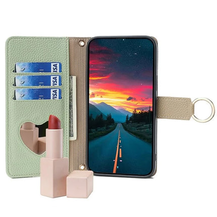 For OnePlus Nord CE4 Lite 5G / Oppo K12x 5G (China) Case Mirror Wallet Leather Phone Cover with Chain Shoulder Strap