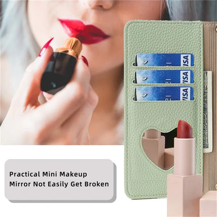 For OnePlus Nord CE4 Lite 5G / Oppo K12x 5G (China) Case Mirror Wallet Leather Phone Cover with Chain Shoulder Strap