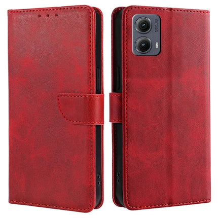 For Motorola Edge (2024) 5G Wallet Case Calf Texture Leather Phone Cover - Red
