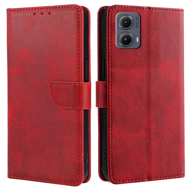 For Motorola Edge (2024) 5G Wallet Case Calf Texture Leather Phone Cover - Red