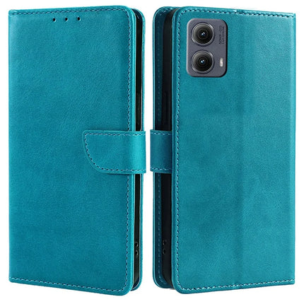 For Motorola Edge (2024) 5G Wallet Case Calf Texture Leather Phone Cover - Baby Blue