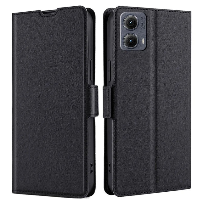 For Motorola Edge (2024) 5G Case Card Holder PU Leather Phone Cover - Black