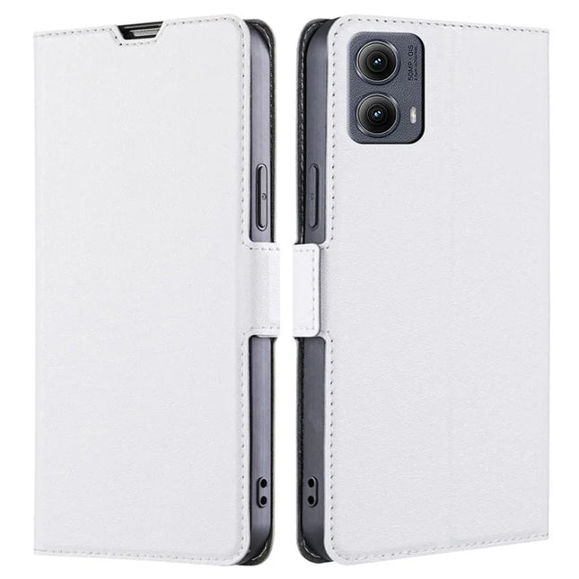 For Motorola Edge (2024) 5G Case Card Holder PU Leather Phone Cover - White